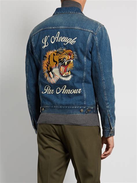 bomber gucci jacket|gucci men's denim trucker jacket.